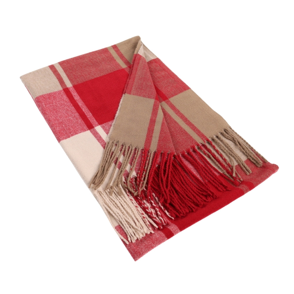 Red check scarf with fringe – Liverpool