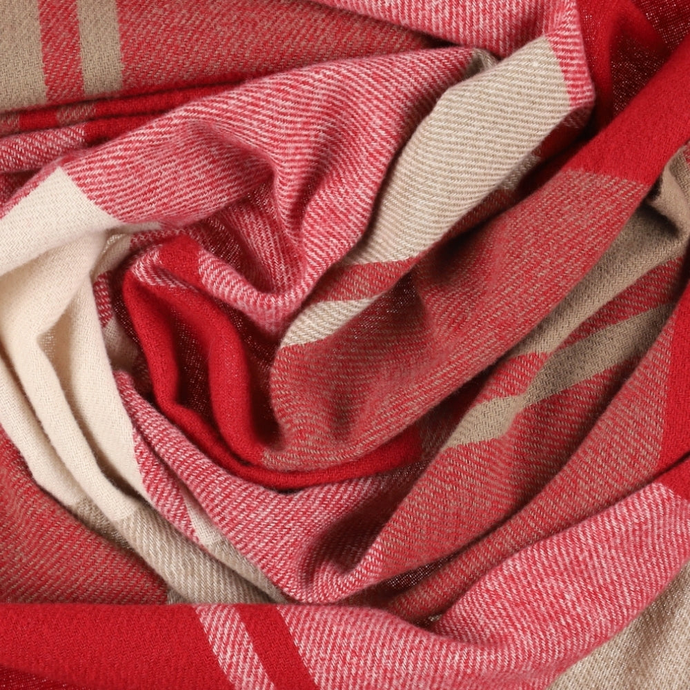 Red check scarf with fringe – Liverpool