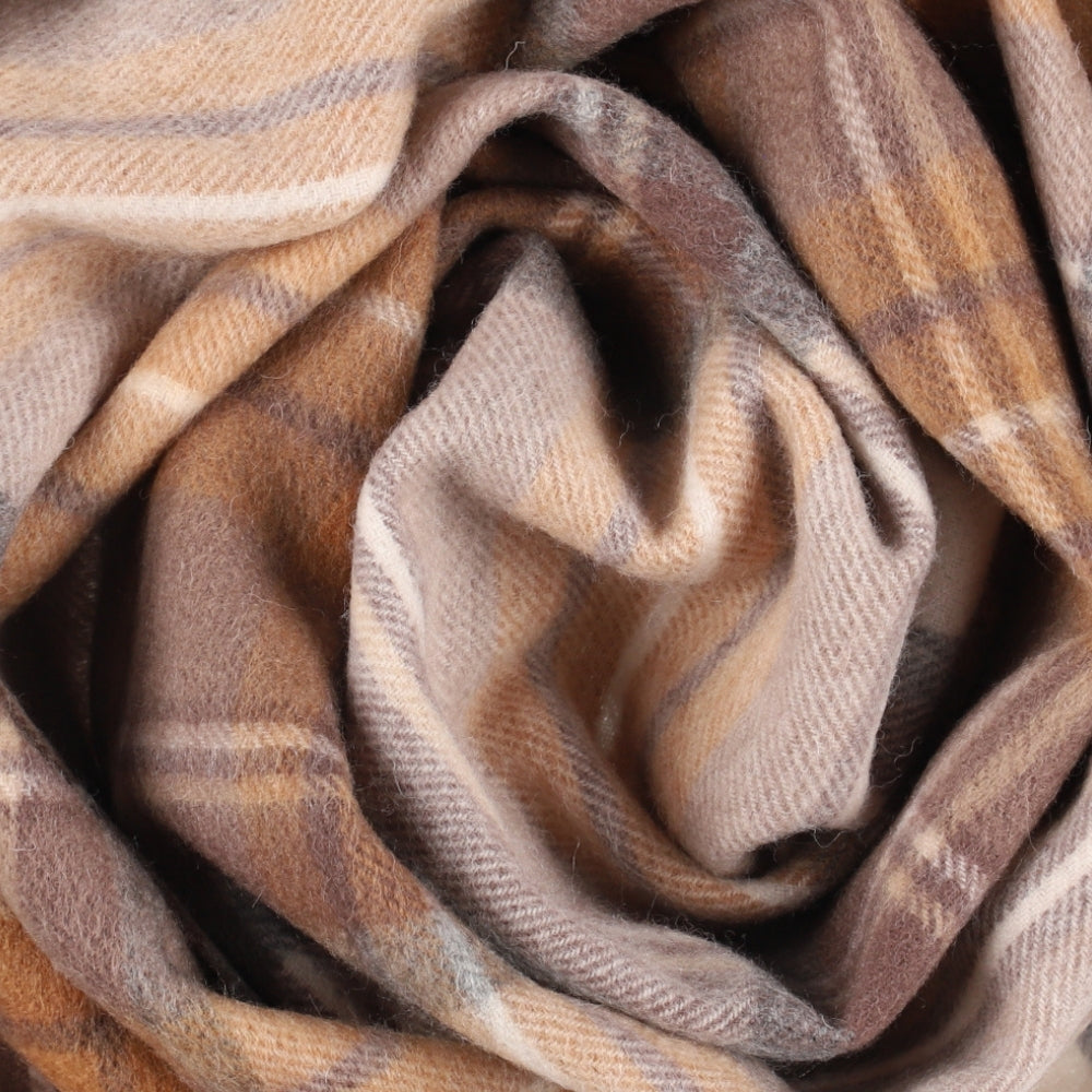 Brown check scarf in 100% wool – London