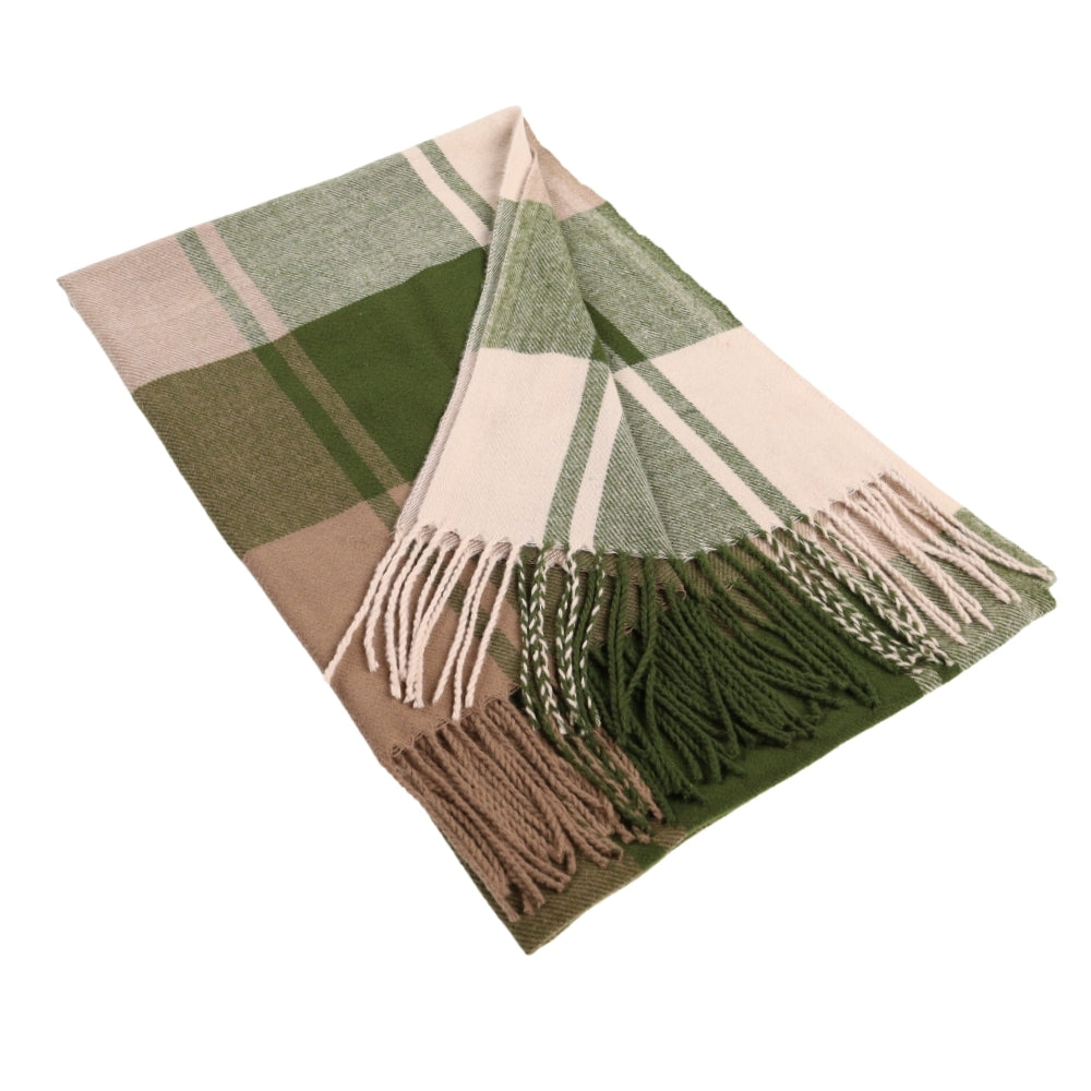 Green check scarf with fringe – Liverpool