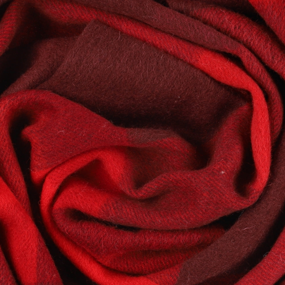 Red and burgundy large check scarf in 100% wool – York (2)